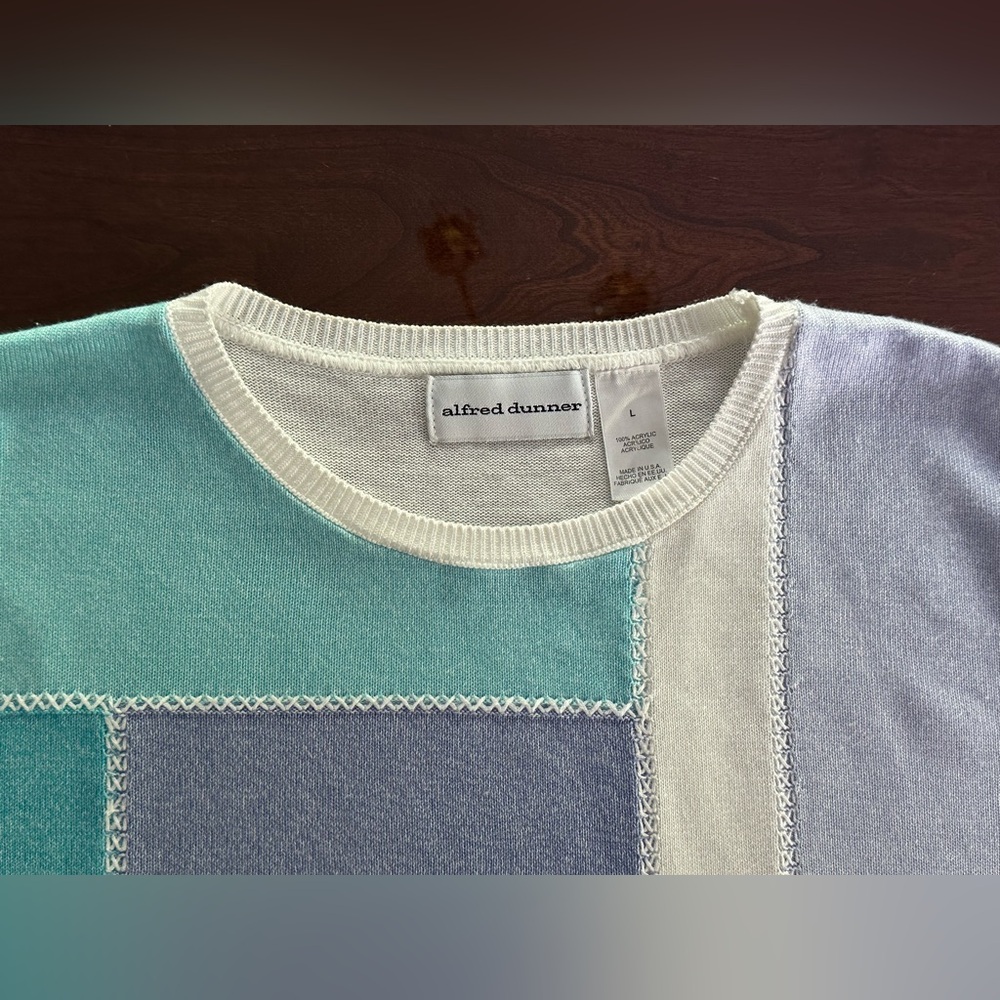 Alfred Dunner Blue Color-Block Top - Picture 5 of 6